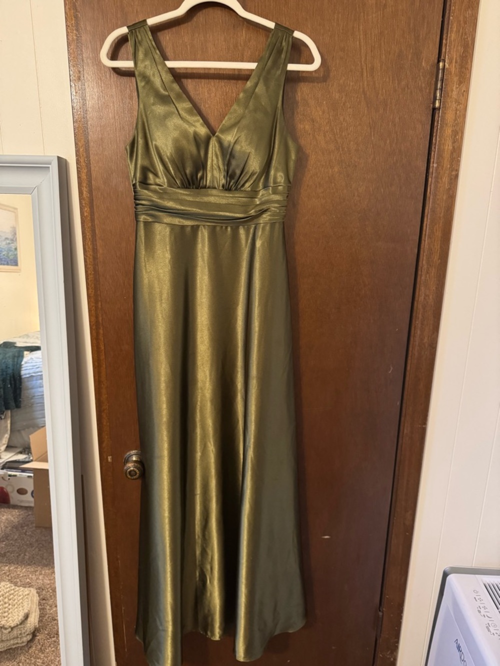 Ever Pretty Olive Green satin Dress